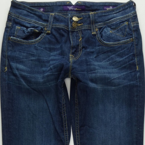 Vigoss Boot Cut Fit Flap Jeans Juniors 7 8 29 A099 - Picture 4 of 7